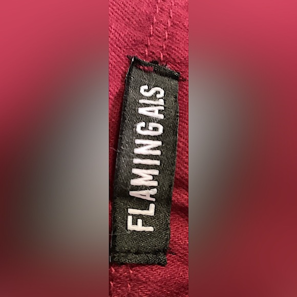 NWT Women’s FLAMINGALS Plus 3XL Wide Leg COTTON Jeans Mid Waist Flare Pants Wine - Picture 2 of 13